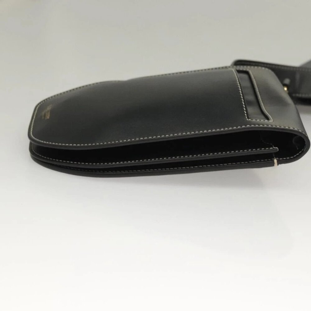 BURBERRY Waist Bag Leather Black Gold Auth bs27391 - Picture 4 of 16